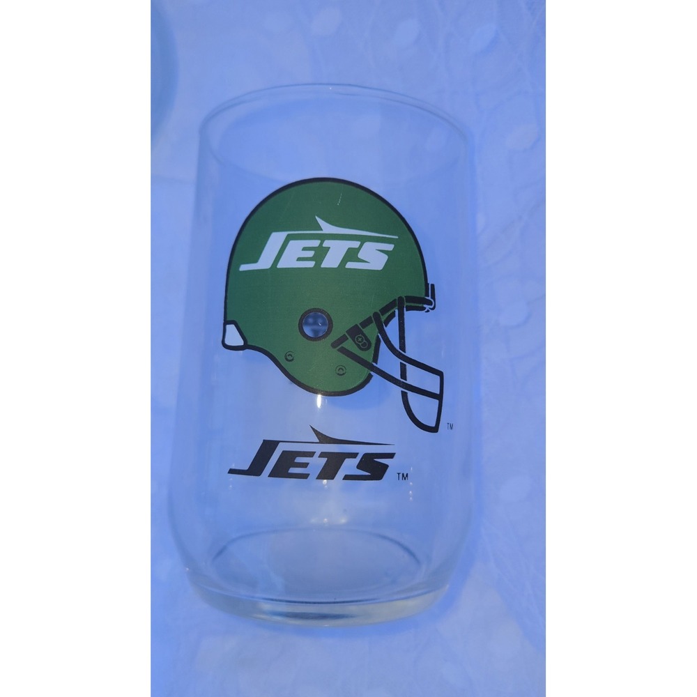 Set Of 2 Vintage New York JETS NFL Drinking Glass 16oz Tumbler Football